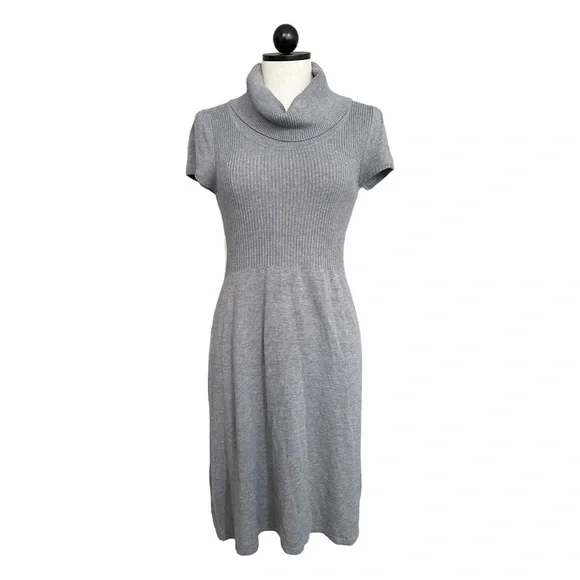 Calvin Klein | Dresses | Calvin Klein Cowl Neck Ribbed Knit Sweater Dress  Cap Sleeves Gray Size Medium | Poshmark